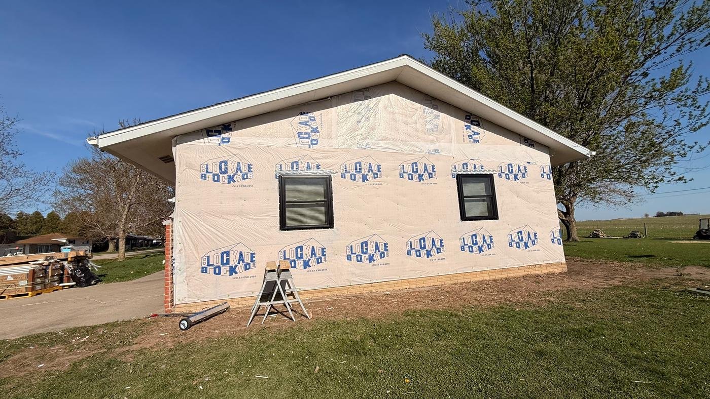 House prepped with house wrap